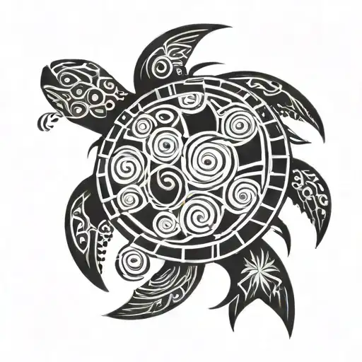 hawaiian Turtle tribal tattoo  tattoo design idea