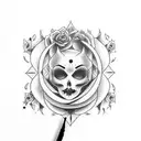 goth pinup tattoo design idea