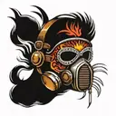 welding and fire mask tattoo design idea