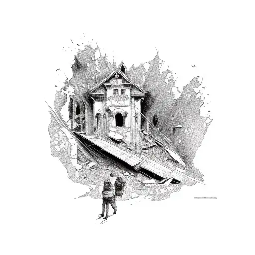 earthquake tattoo design idea