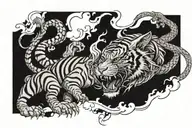 Tiger fighting a dragon tattoo design idea