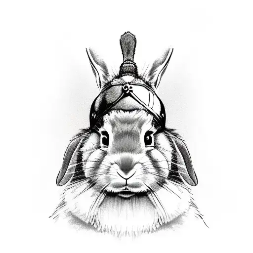 rabbit on skis wearing a Viking helmet tattoo design idea