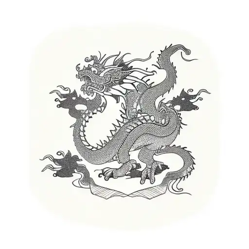 pho bowl with a dragon and golden pig floating on the soup tattoo design idea