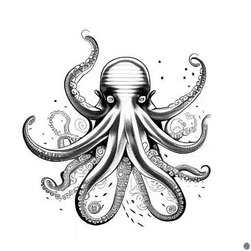 octopus playing drums  tattoo design idea