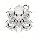 A tattoo featuring a sinister octopus surrounded by gothic symbols tattoo design idea
