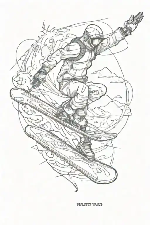 snowboard and ski tattoo design idea