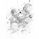 rain in outer space tattoo design idea