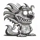 courage the cowardly dog half scared half happy tattoo design idea