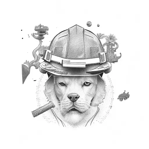 Tribute to Grandpa, he was a construction worker and loved animals and plants tattoo design idea
