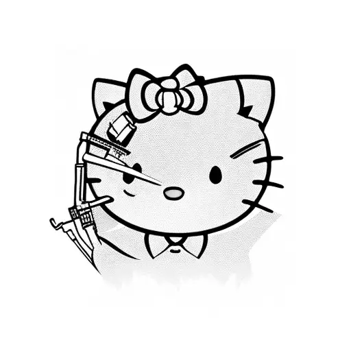 hello kitty with ak-47 tattoo design idea
