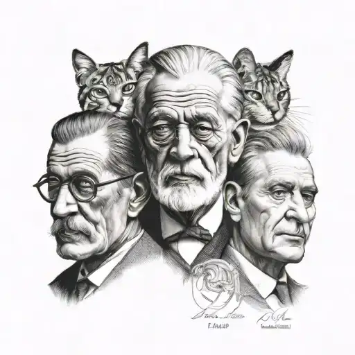 Freud, Lacan, Jung combined tattoo design idea