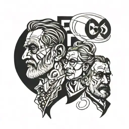 Freud, Lacan, Jung combined tattoo design idea