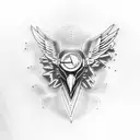 A mechanical raven playing an electric guitar tattoo design idea