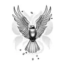 A mechanical raven playing an electric guitar tattoo design idea