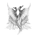 A bird with wings made of guitar strings and feathers tattoo design idea