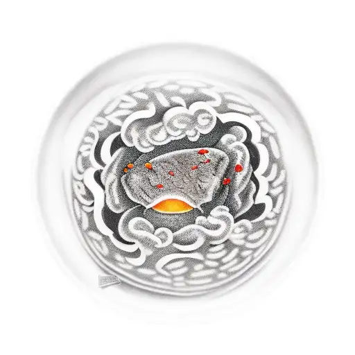 rice bowl with wagyu steak sunny side up and sambal goreng tattoo design idea