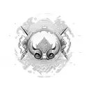 rice bowl with wagyu steak sunny side up and sambal goreng tattoo design idea