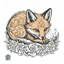 baby fox playing tattoo design idea
