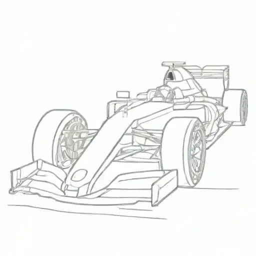 Side silhouette view of the modern Formula 1 car, Drawn in one continuous line tattoo design idea