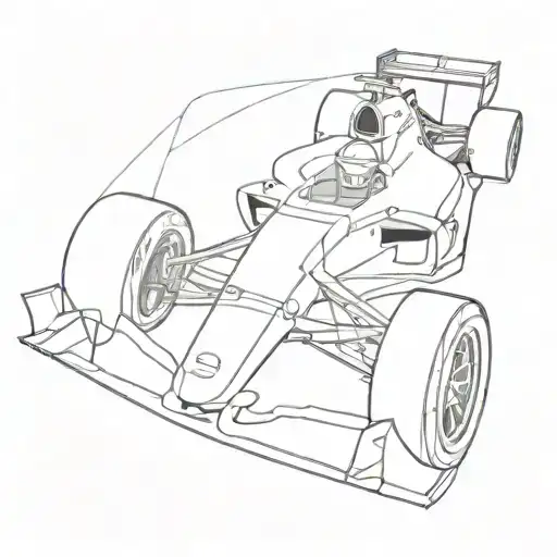 Side silhouette of the Formula 1 car, probably McLaren car of 2024 year, Drawn in one continuous line tattoo design idea