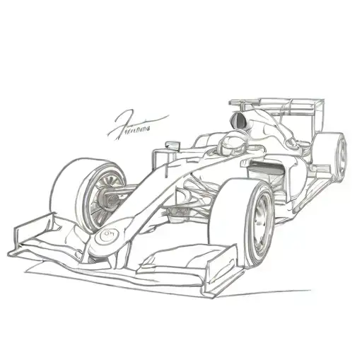 Side silhouette of the modern Formula 1 car, Drawn in one continuous line tattoo design idea