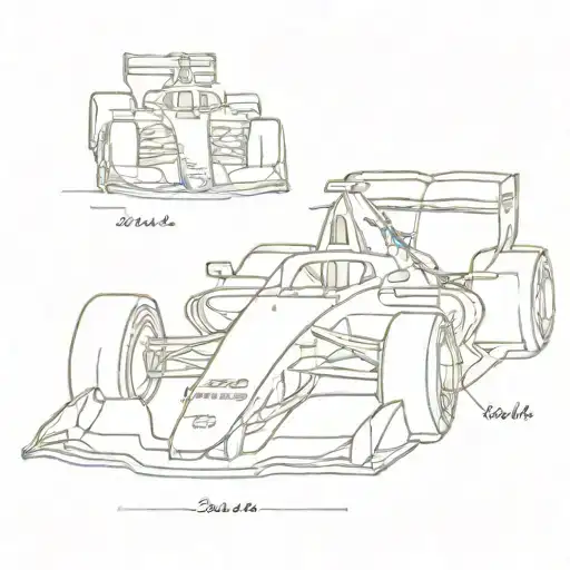 Side silhouette of the Formula 1 car, probably McLaren car of 2024 year, Drawn in one continuous line tattoo design idea