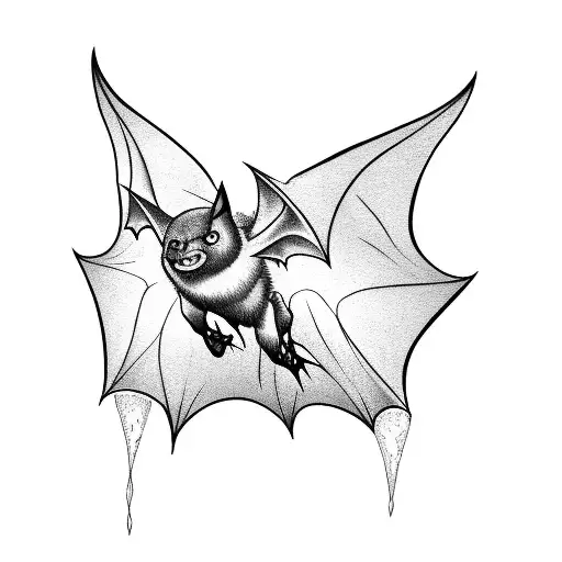bat with spread wings tattoo design idea