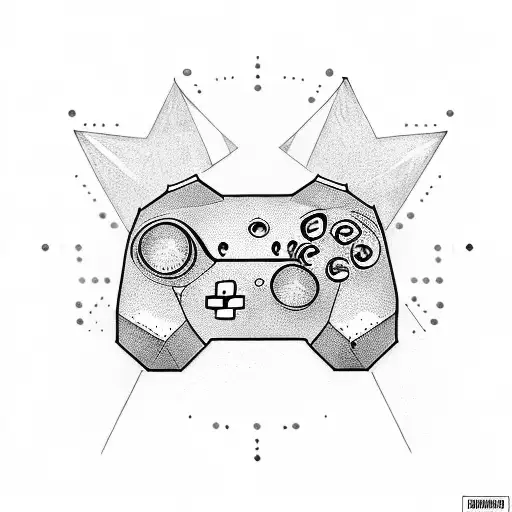 Design a tattoo featuring a gaming controller surrounded by 4 stars, each representing one of your children tattoo design idea