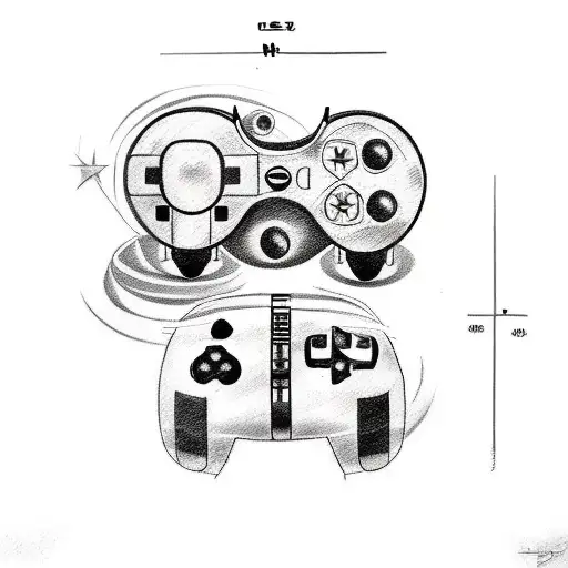 Design a tattoo featuring a gaming controller surrounded by 4 stars, each representing one of your children tattoo design idea