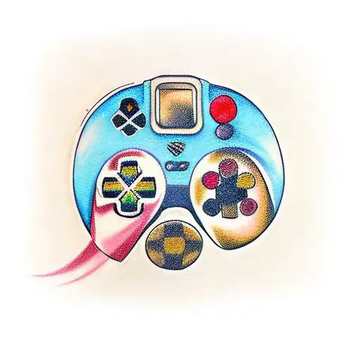 Design a tattoo featuring a gaming controller surrounded by 4 stars, each representing one of your children tattoo design idea