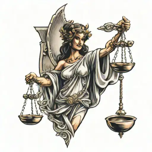 lady justice tattoo design idea