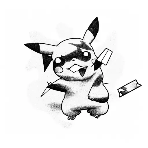 pikachu on drugs tattoo design idea