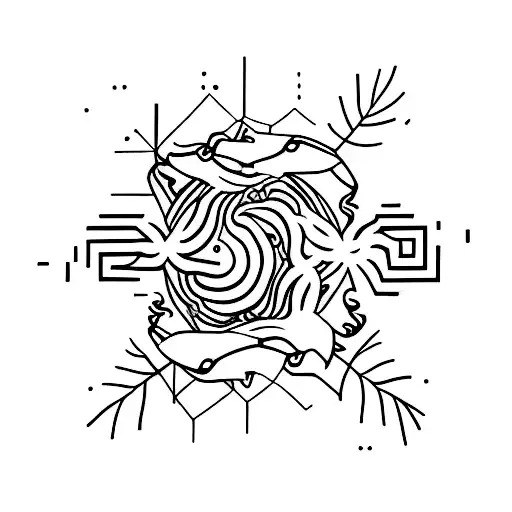 A minimalist tattoo design of a person practicing yoga in an abandoned urban exploration site tattoo design idea