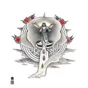 Joan of arc at the stake burning tattoo design idea