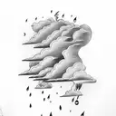A weather-inspired sleeve tattoo featuring clouds, raindrops, and lightning bolts tattoo design idea