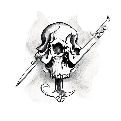 Skull and Roses grim reaper western playing guitar tattoo design idea