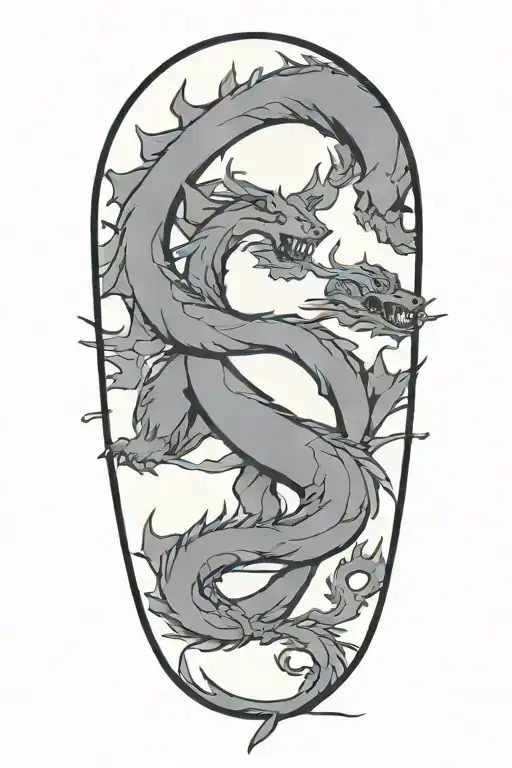 dragon intertwined chinese letters  tattoo design idea
