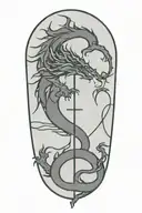 dragon intertwined chinese letters  tattoo design idea