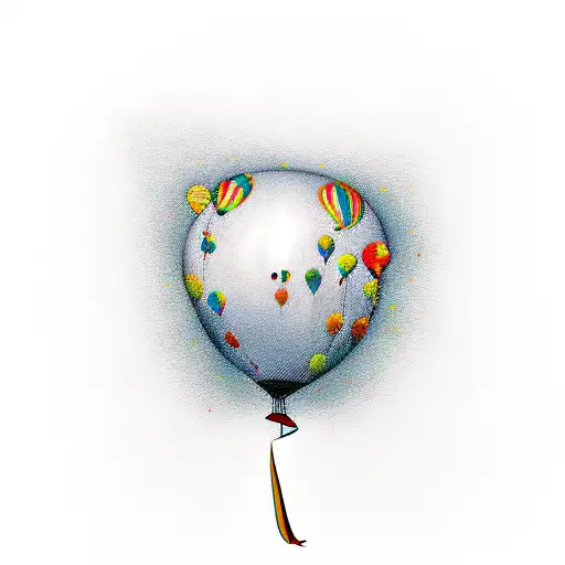 helium balloon tattoo design idea