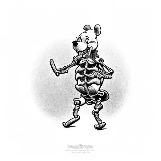 winnie the pooh skeleton tattoo design idea