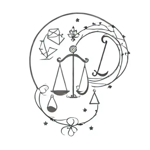 libra and virgo and aquarius starsign tattoo design idea