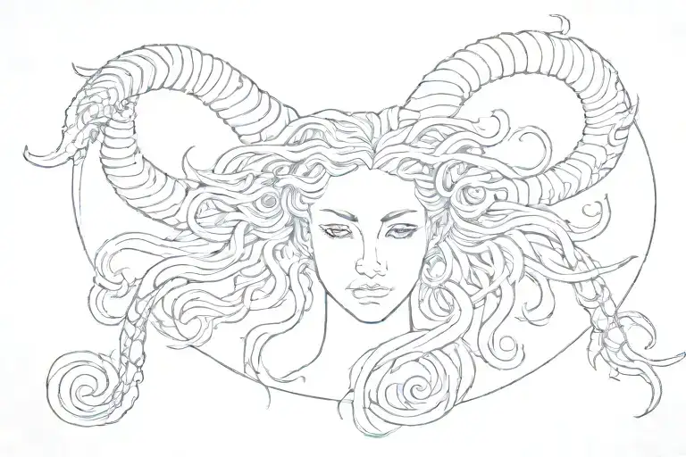 medusa capricorn maori tattoo design idea