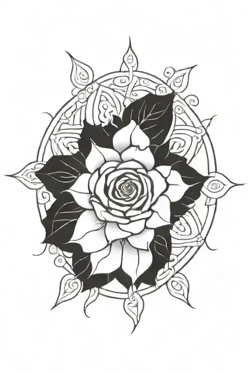 mandala rose tattoo design idea
