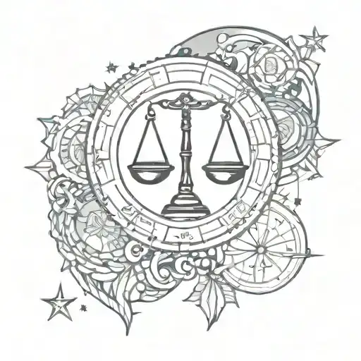 libra and virgo and aquarius starsign tattoo design idea