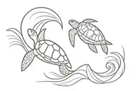 wave and sun and turtle tattoo design idea