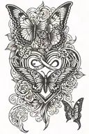 infinity sign and heart and butterfly wings made only tattoo design idea