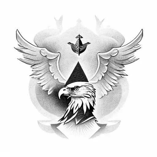 Eagle big wings coat of arms tattoo design idea
