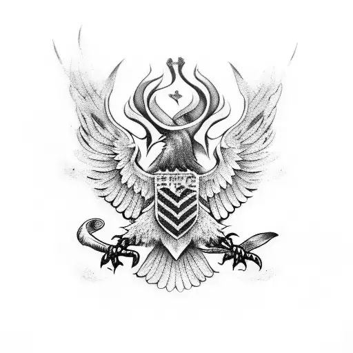 Eagle big wings coat of arms tattoo design idea