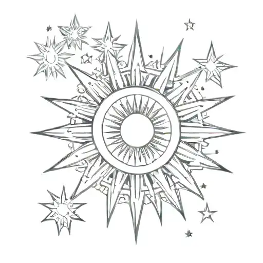 un and Stars: In the center, a stylized depiction of the sun with eight rays, symbolizing the Philippine flag's sun symb tattoo design idea