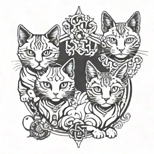 symmetrical cats looking forward tattoo design idea